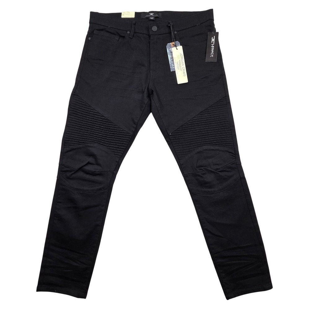 NEW Jordan Craig Ross Legacy Edition Black Moto Biker Slim Jeans 36x30 JR1018
